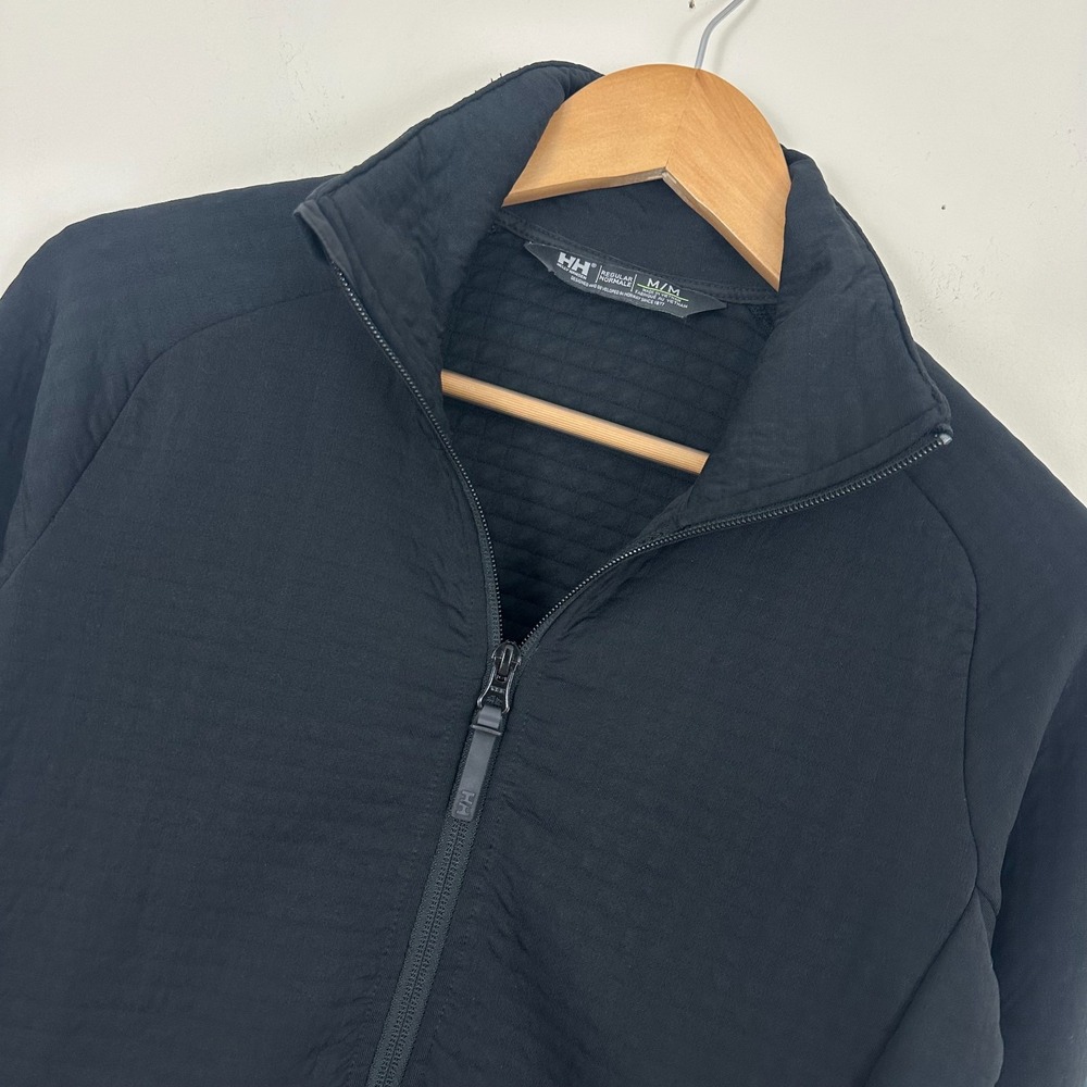 Helly Hansen Polartec Jacket Black Mock Neck Logo Full Zip Outdoor Womens M Read